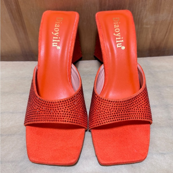 Orange Rhinestone Mules - Picture 2 of 6